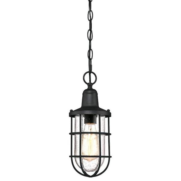 Westinghouse Pendant Outdoor 60W Crestview, Textured Black Clear Seeded Glass 6334800 - main